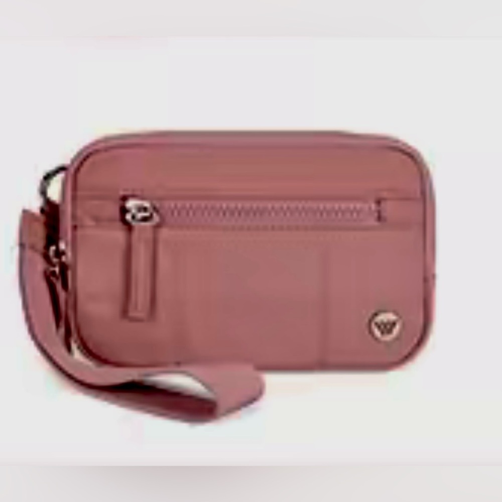 Westbronco Nylon Quilted Wristlet; Rose Pink; NWT; Multi Zipper Compartments - Picture 4 of 14